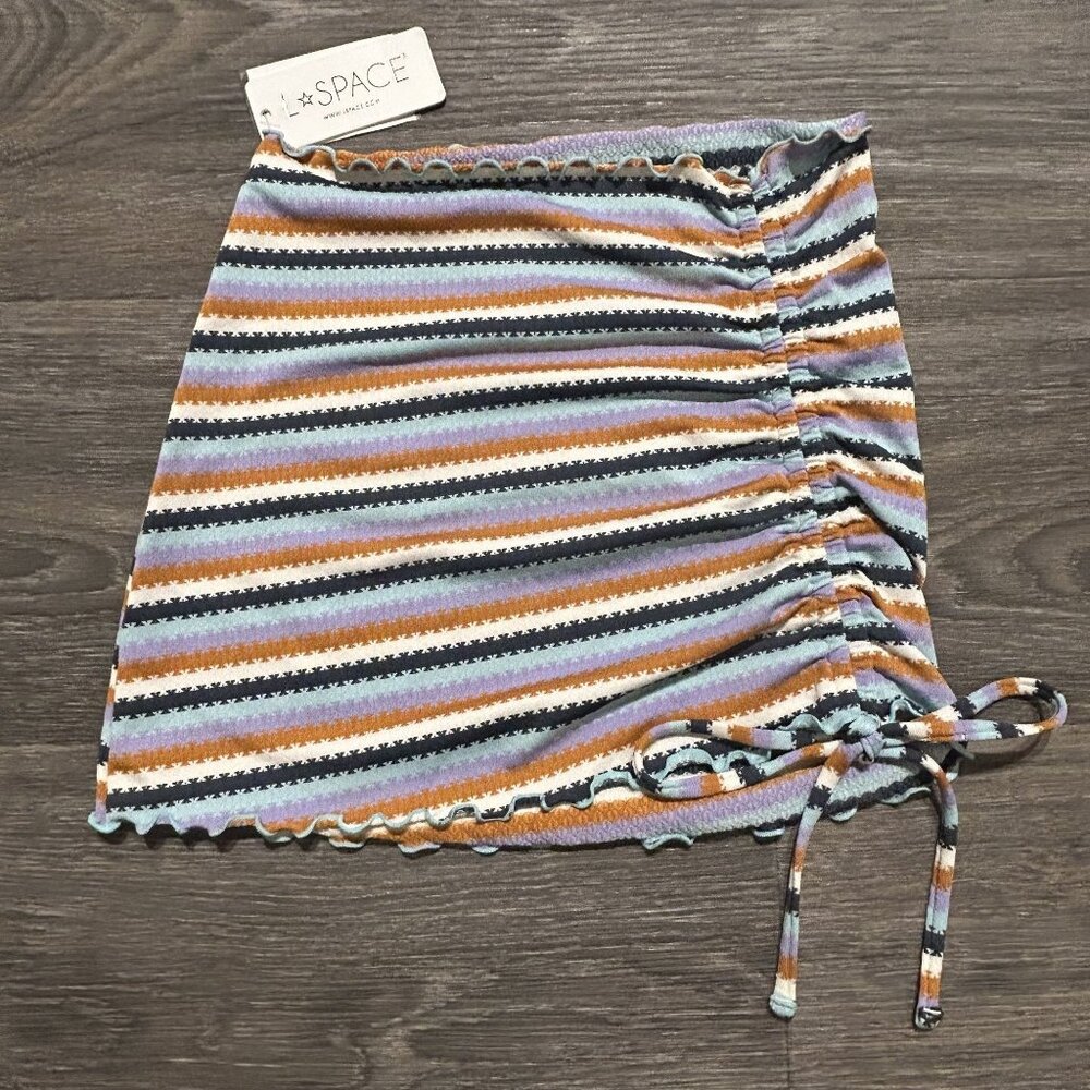 NWT L*Space Stripe Minnie Mini Skirt XS Small Tie Over the Moon Lavender LSpace